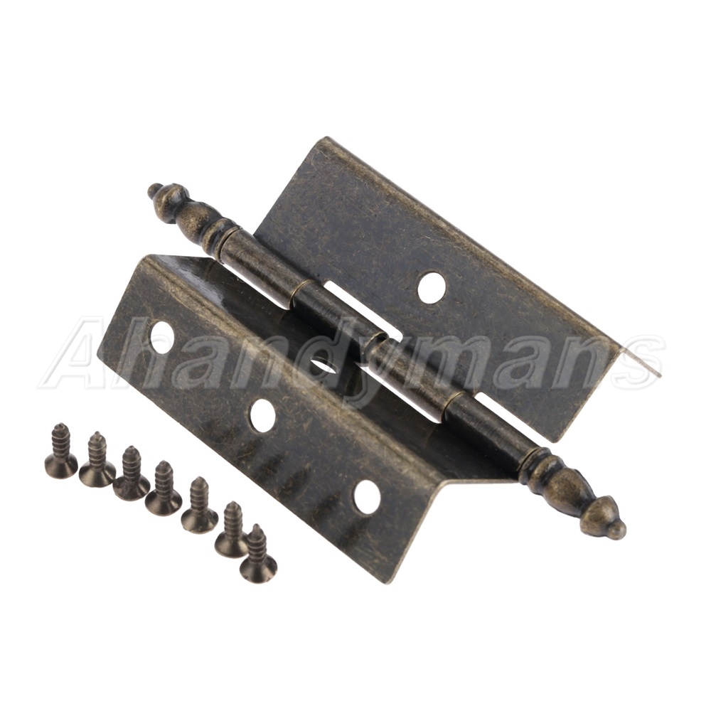 2Pcs 88*55*51mm Furniture Crown Hinge Antique Bronze Tone Cabinets Decoration